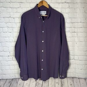 Mizzen + Main Leeward Collection Gingham‎ Dress Shirt size XL Standard Fit Blue